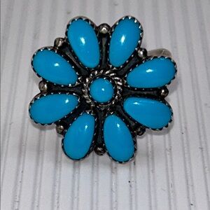 Turquoise Flower Cluster Ring - Women Jewelry
